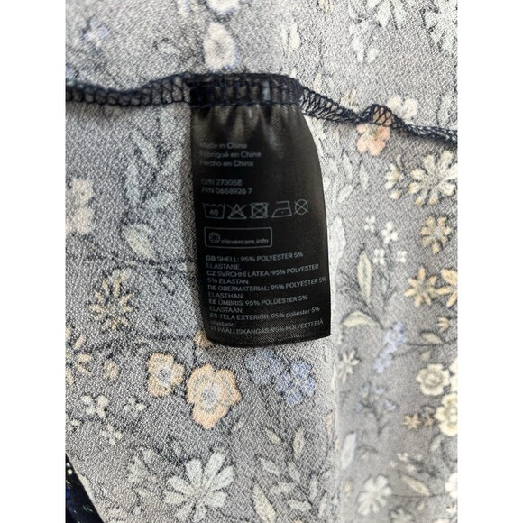 H&M Women Size Large Blue Floral Print Jersey Wrap Dress 3/4 Sleeve Stretchy - Picture 4 of 9